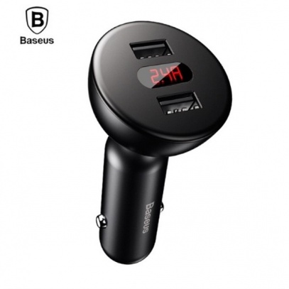 شارژر فندکی 2 پورت فست شارژ 4.8A بیسوس Baseus Shake Head Digital Display CCALL-YT01